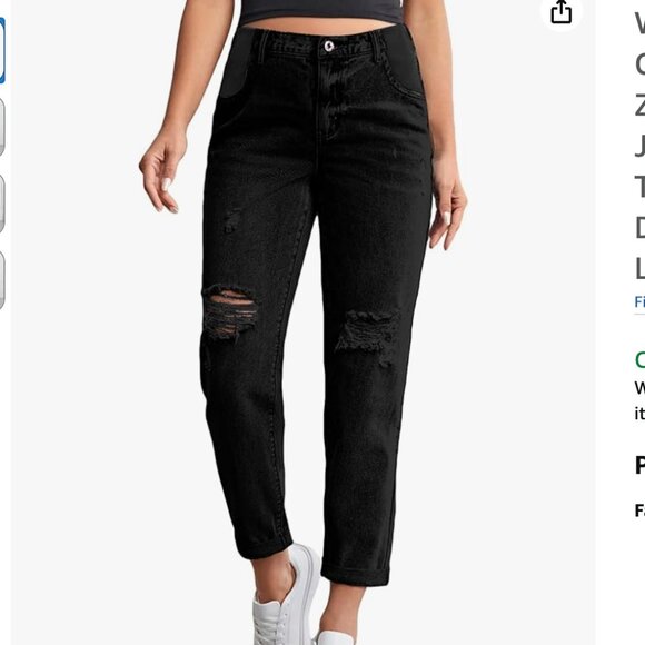 Black Distressed Maternity Jeans Size Large - Picture 1 of 9